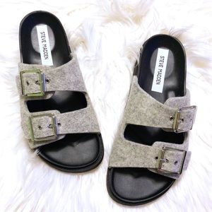 Steve Madden Swipe Wool Buckle Slide Sandals 🖤